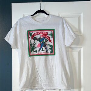 Samborghini White Graphic Tee with Red and Green Accents